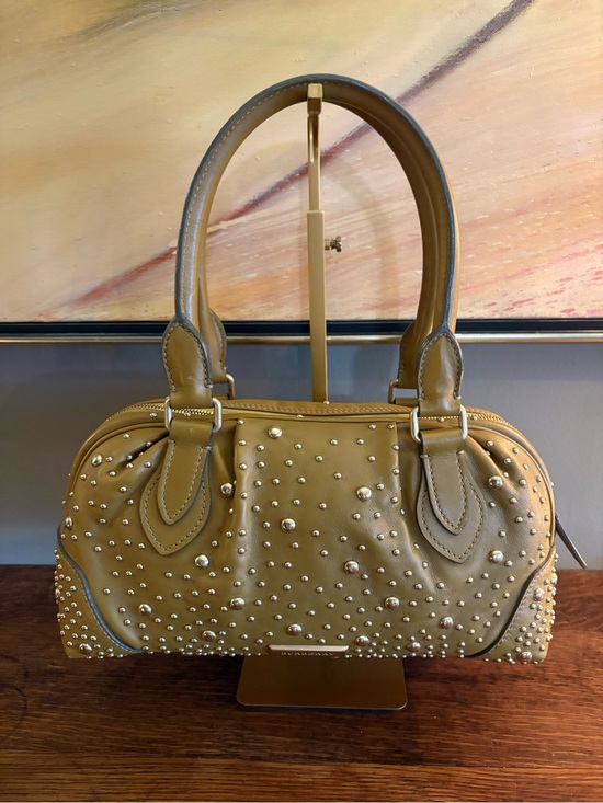 Burberry Handbags - Burberry Orchard Studded Olive Leather Bowling Satchel Bag